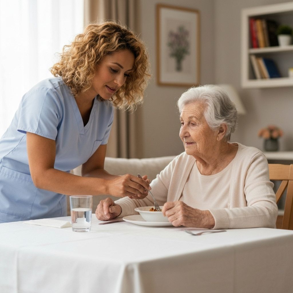Caregiver helping elderly person