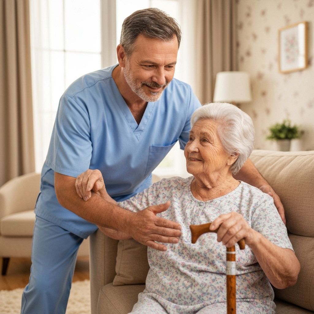 Caregiver and elderly person